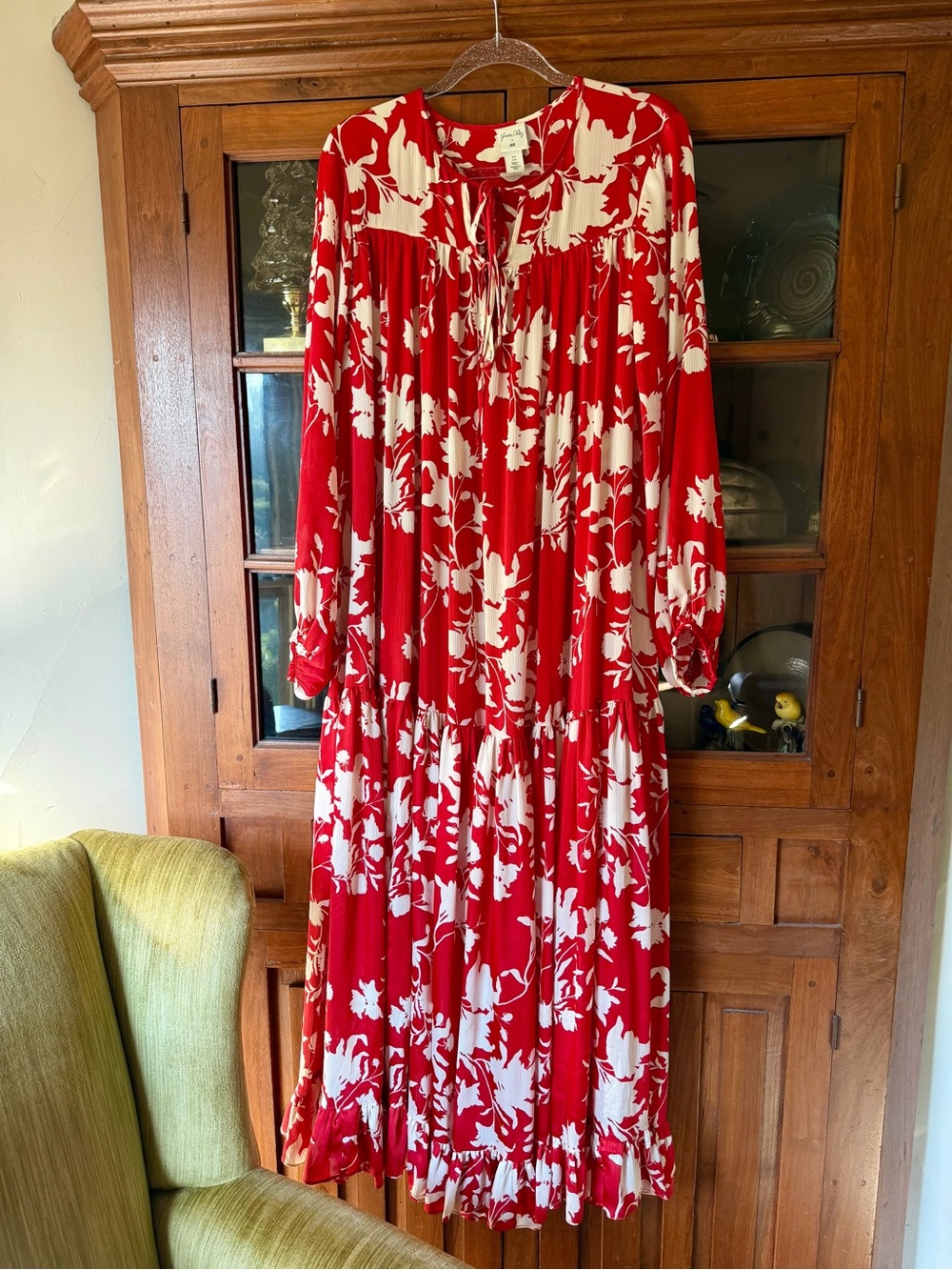 Johanna Ortiz x H&M  Red and White Floral Maxi Dress